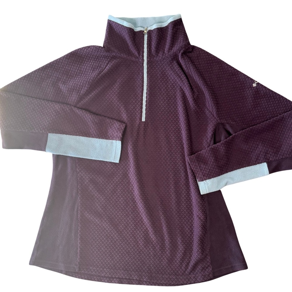 Columbia Womens XL Purple Textured Fleece 1/4 Zip Pullover Hiking Outdoor